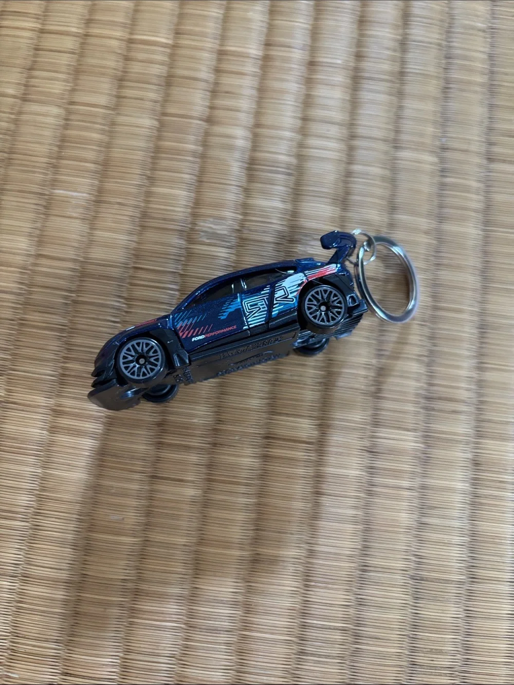 Blue Die-Cast Car Keychain
